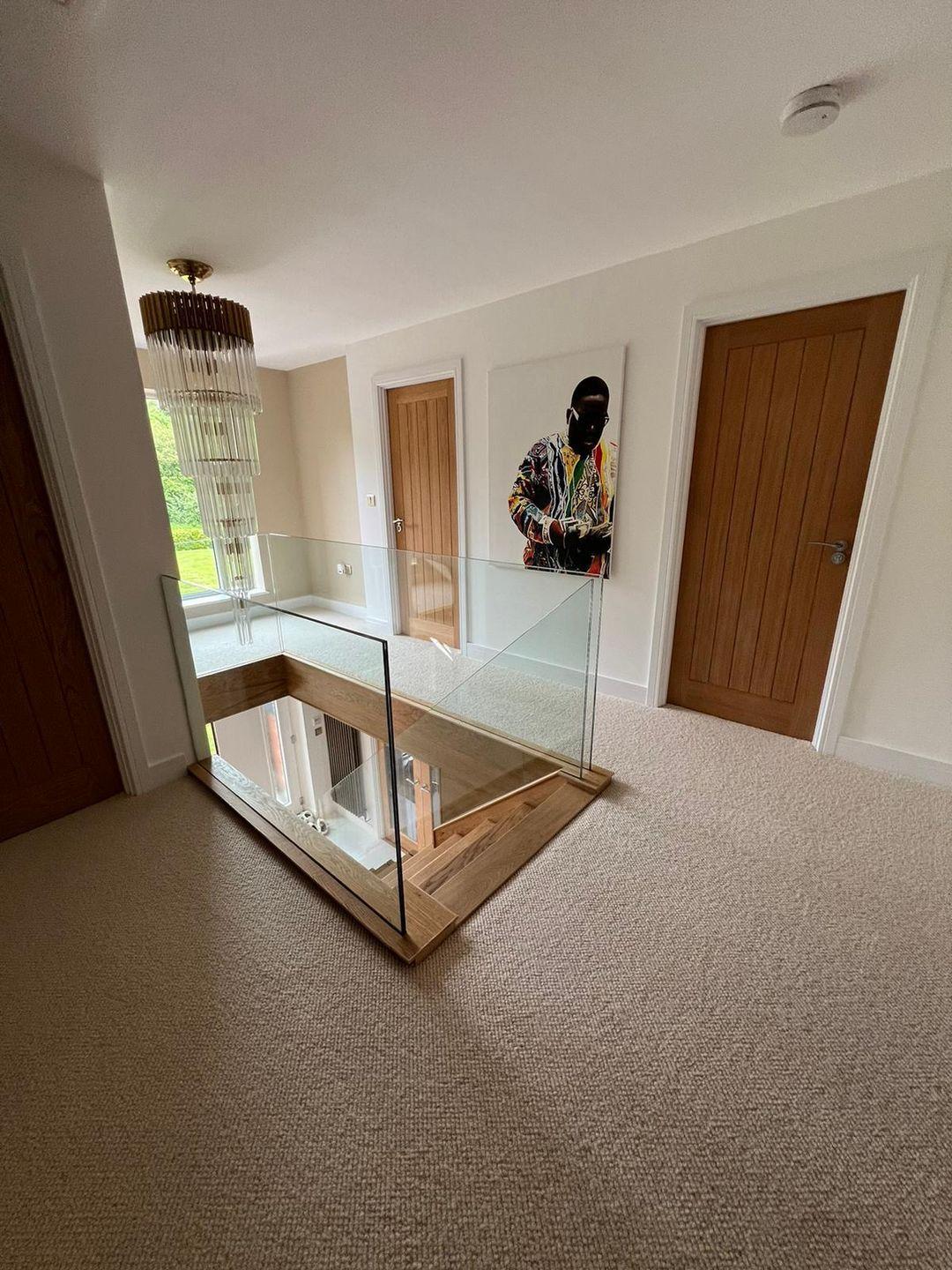 oak glass led staircase project photograph 8.