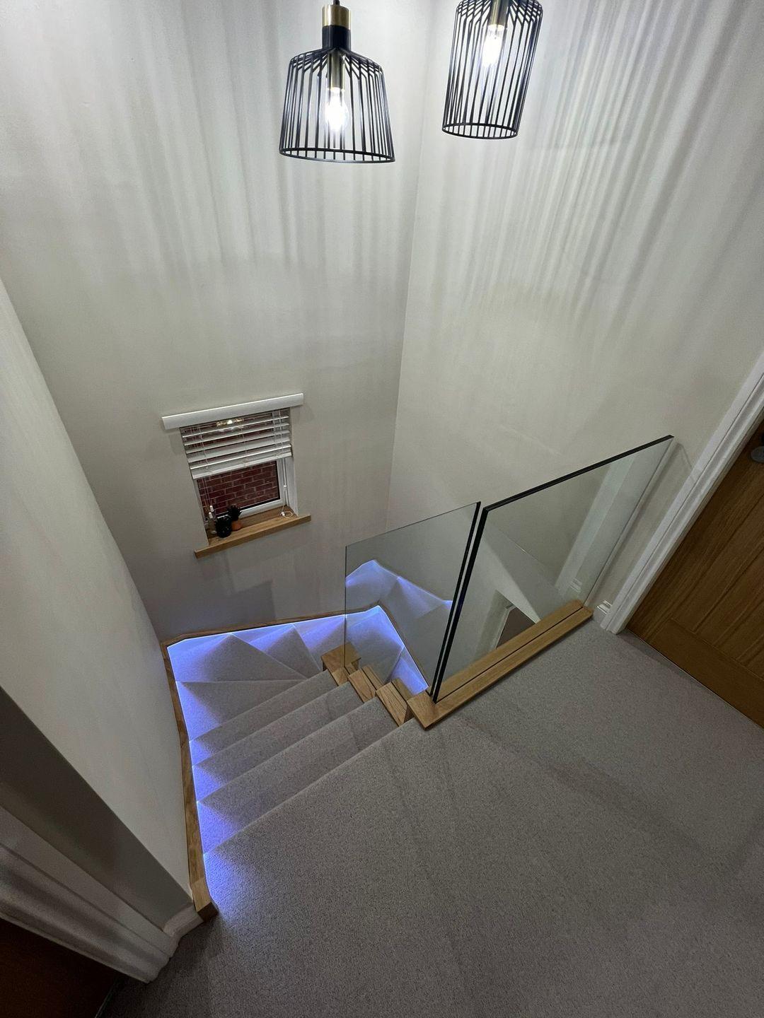 oak frameless glass staircase project photograph 8.