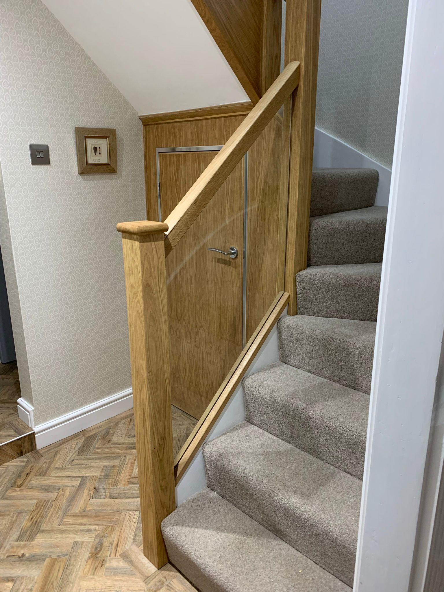 oak glass staircase cupboard project photograph 1.