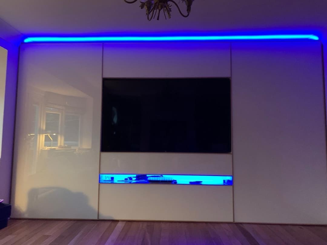 white glass media wall project photograph 3.