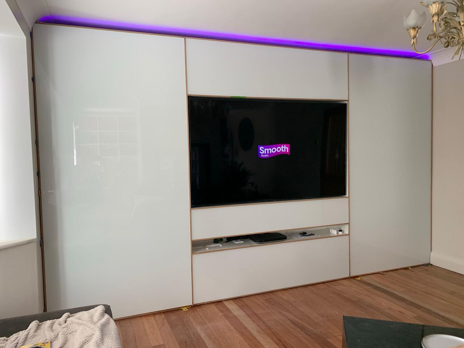 white glass media wall project photograph 5.