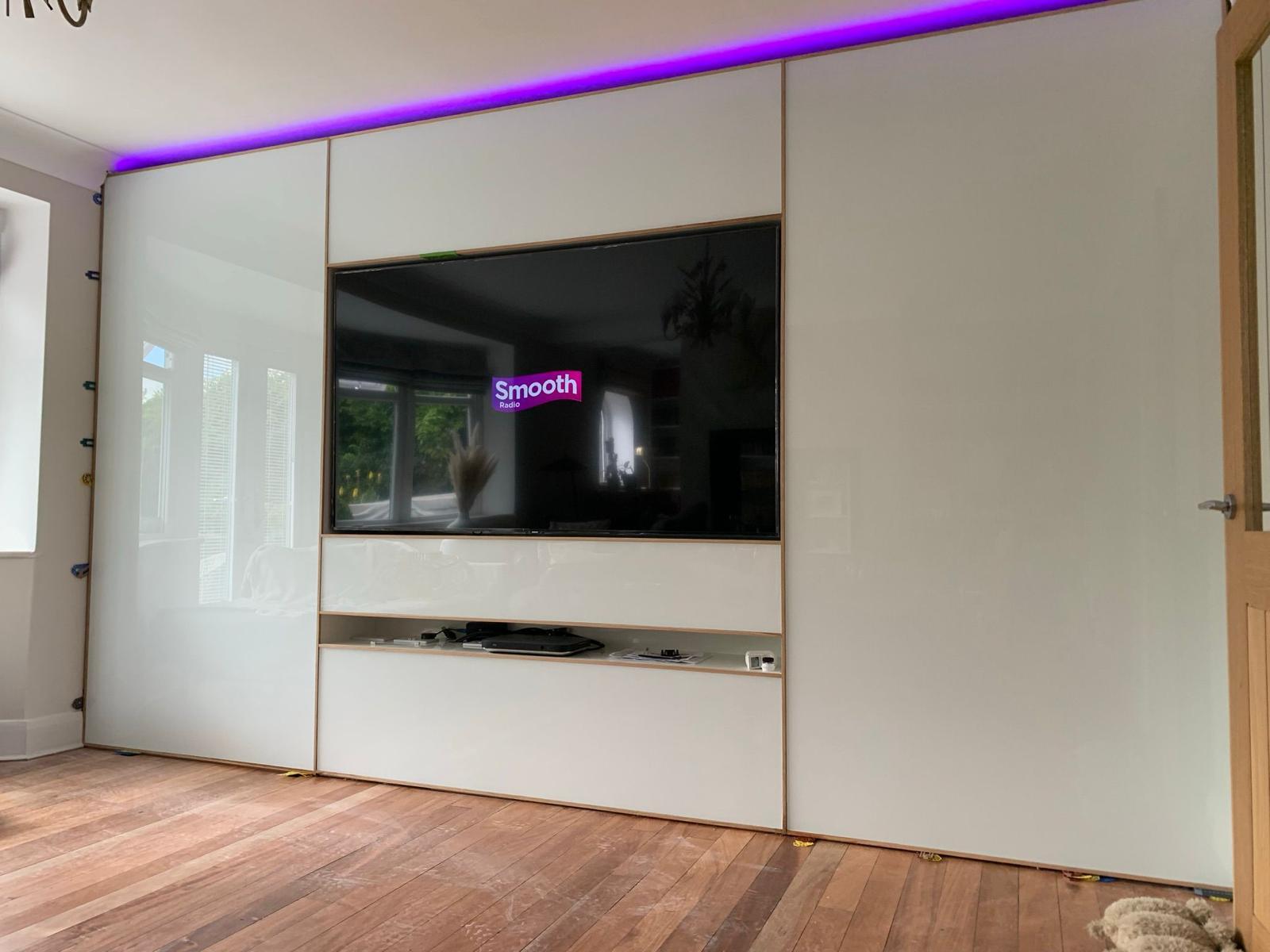 white glass media wall project photograph 6.