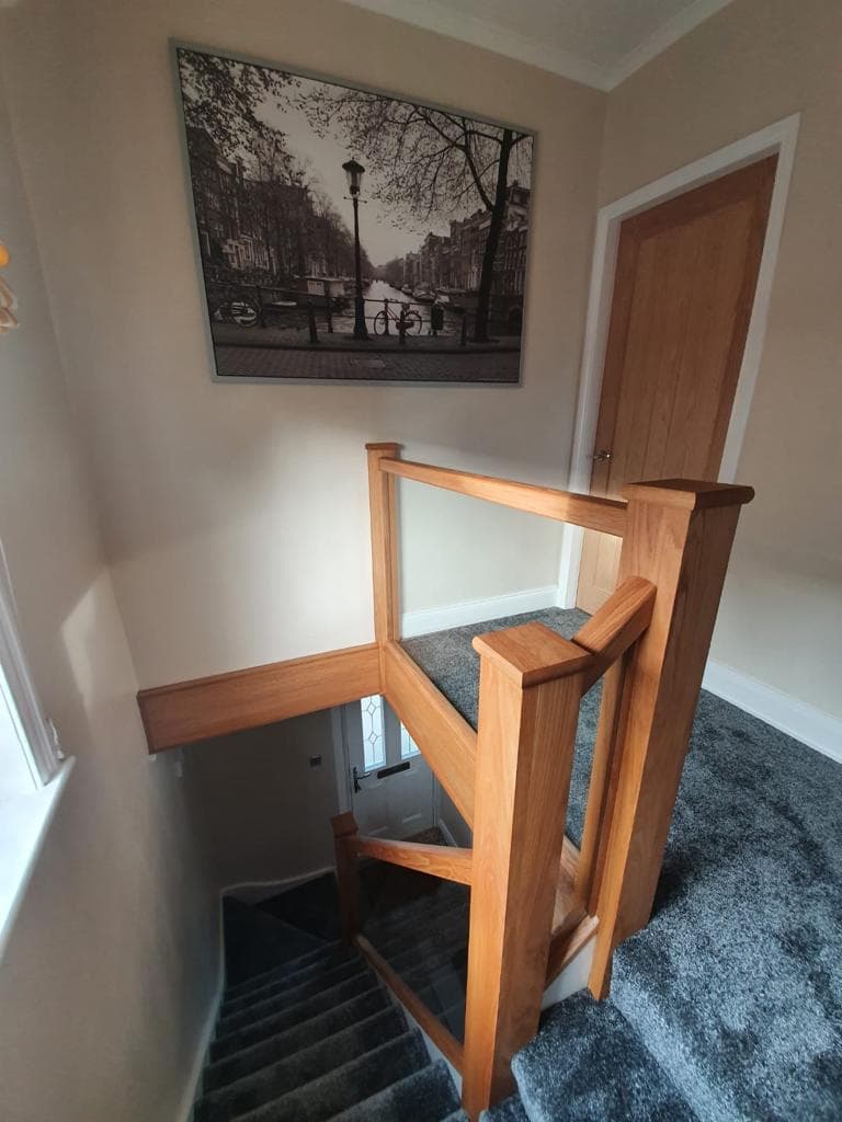 Bespoke staircase with oak, glass or painted balustrade.