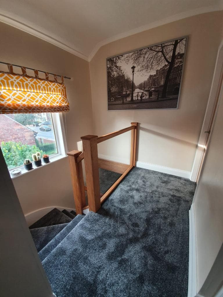 Bespoke staircase with oak, glass or painted balustrade.
