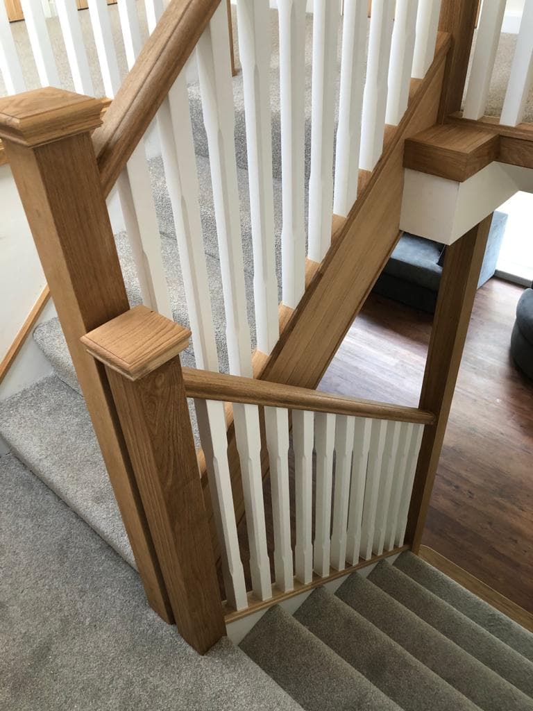 Bespoke staircase with oak, glass or painted balustrade.