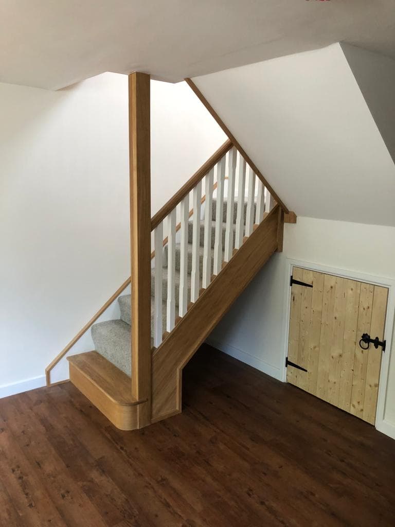 Bespoke staircase with oak, glass or painted balustrade.