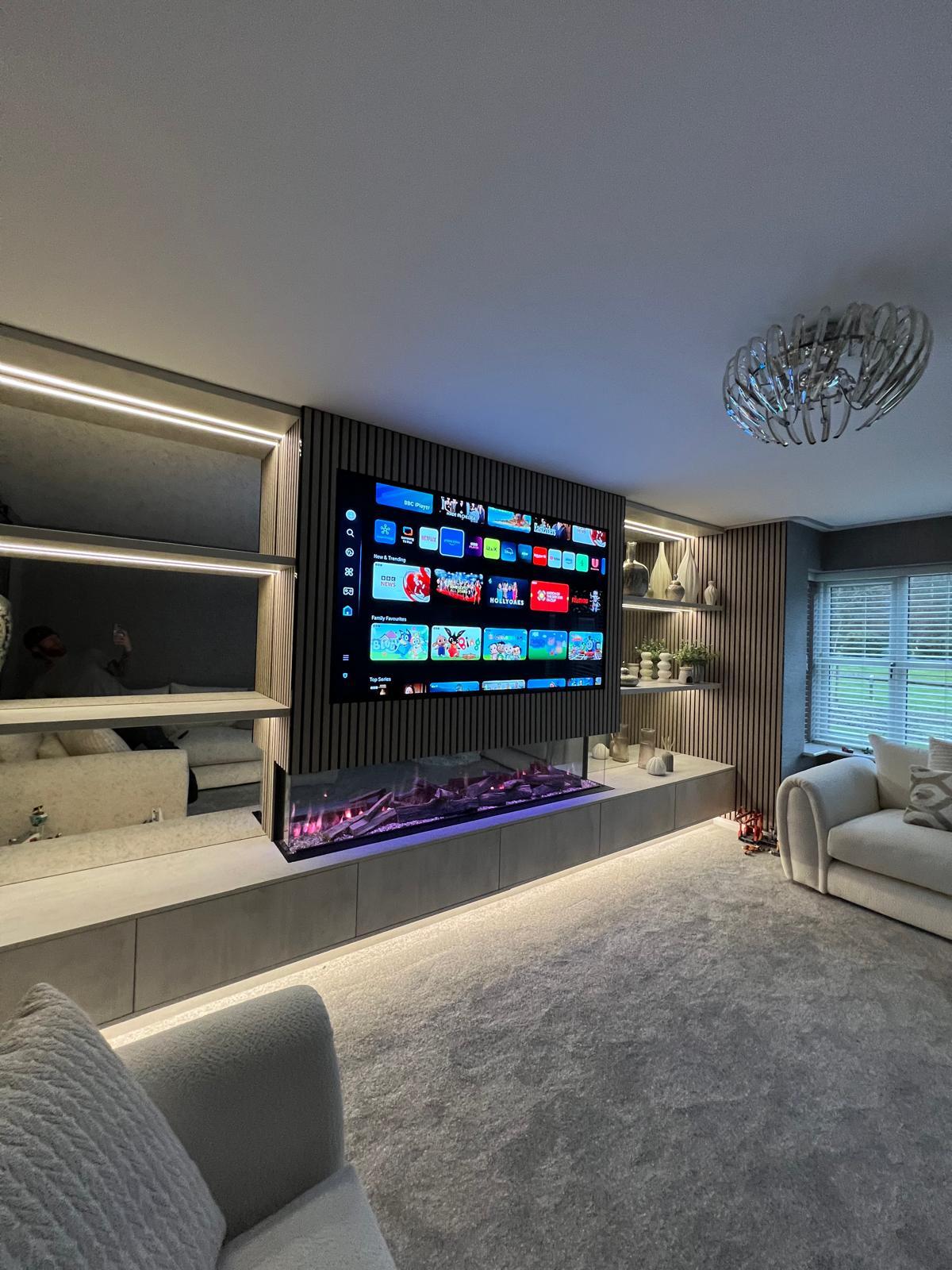 slatted media wall project photograph 8.