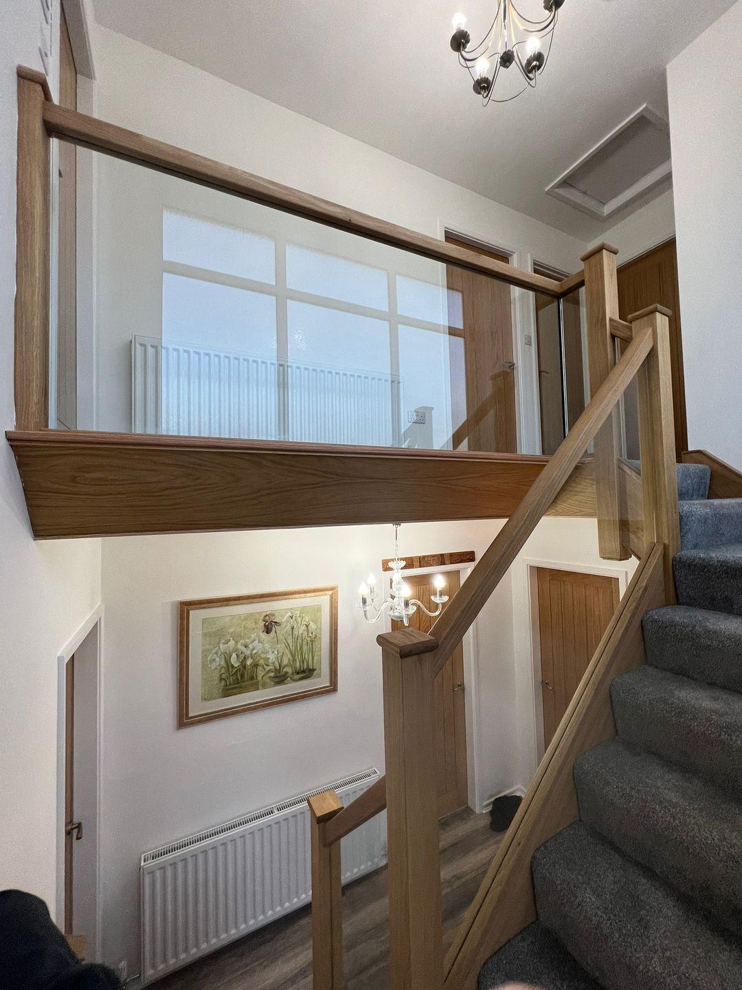 contemporary oak glass staircase project photograph 3.