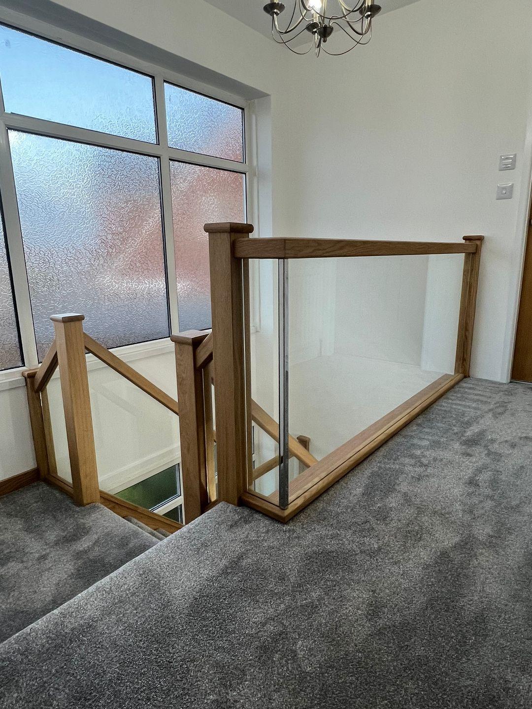 contemporary oak glass staircase project photograph 4.