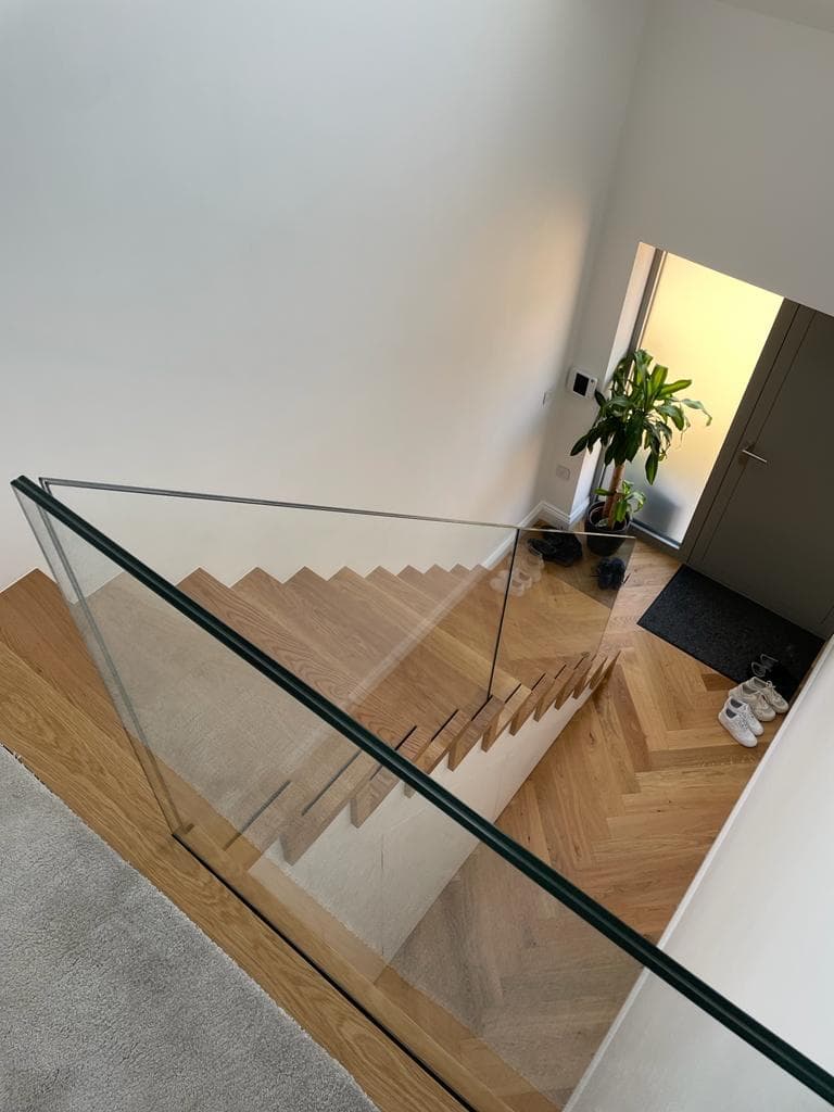 frameless glass staircase under stair wc project photograph 2.